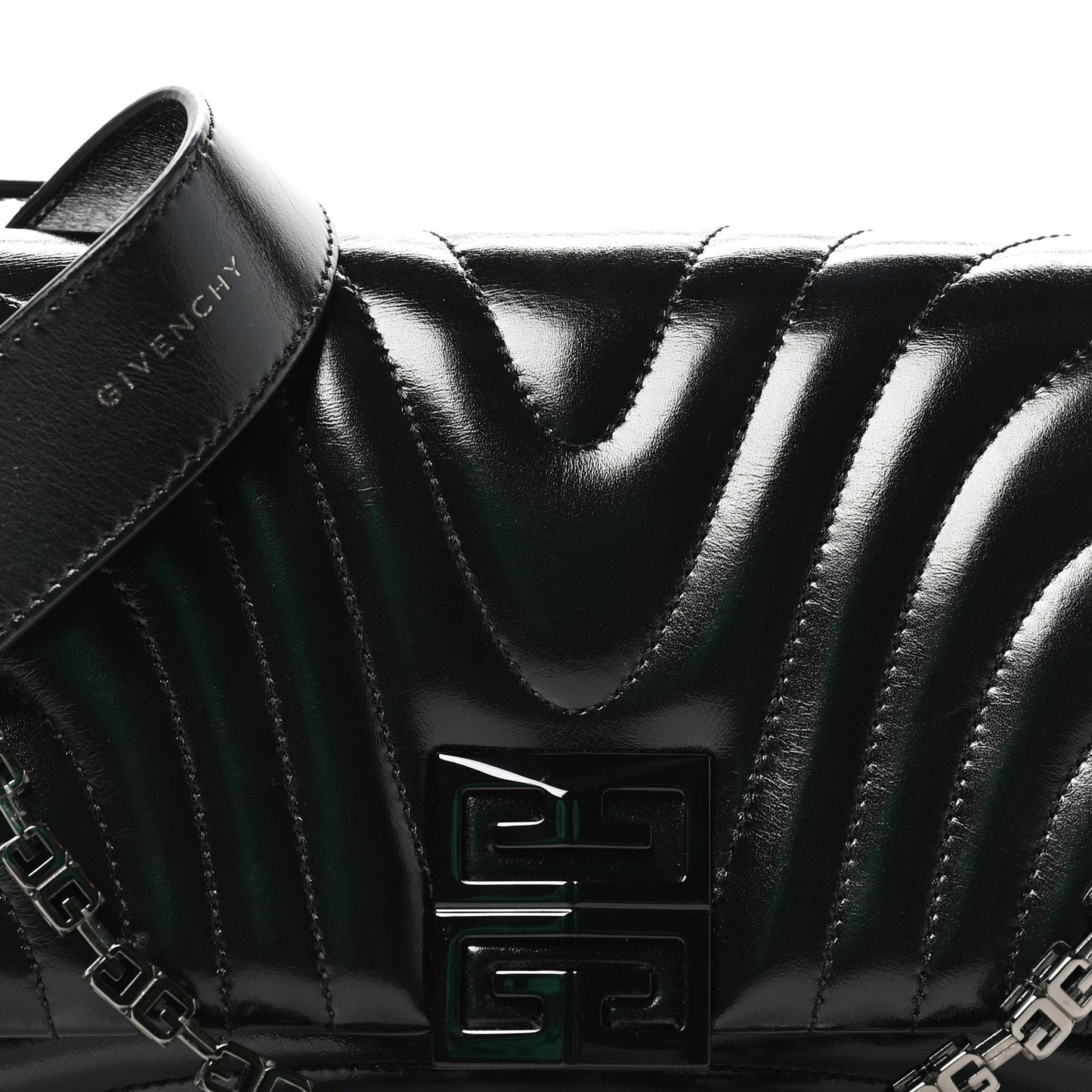 Shiny Calfskin 4G Quilted Small Shoulder Bag Black