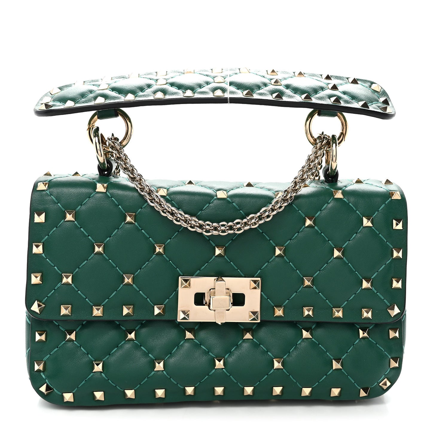 Nappa Small Rockstud Spike Shoulder Bag Gea Green