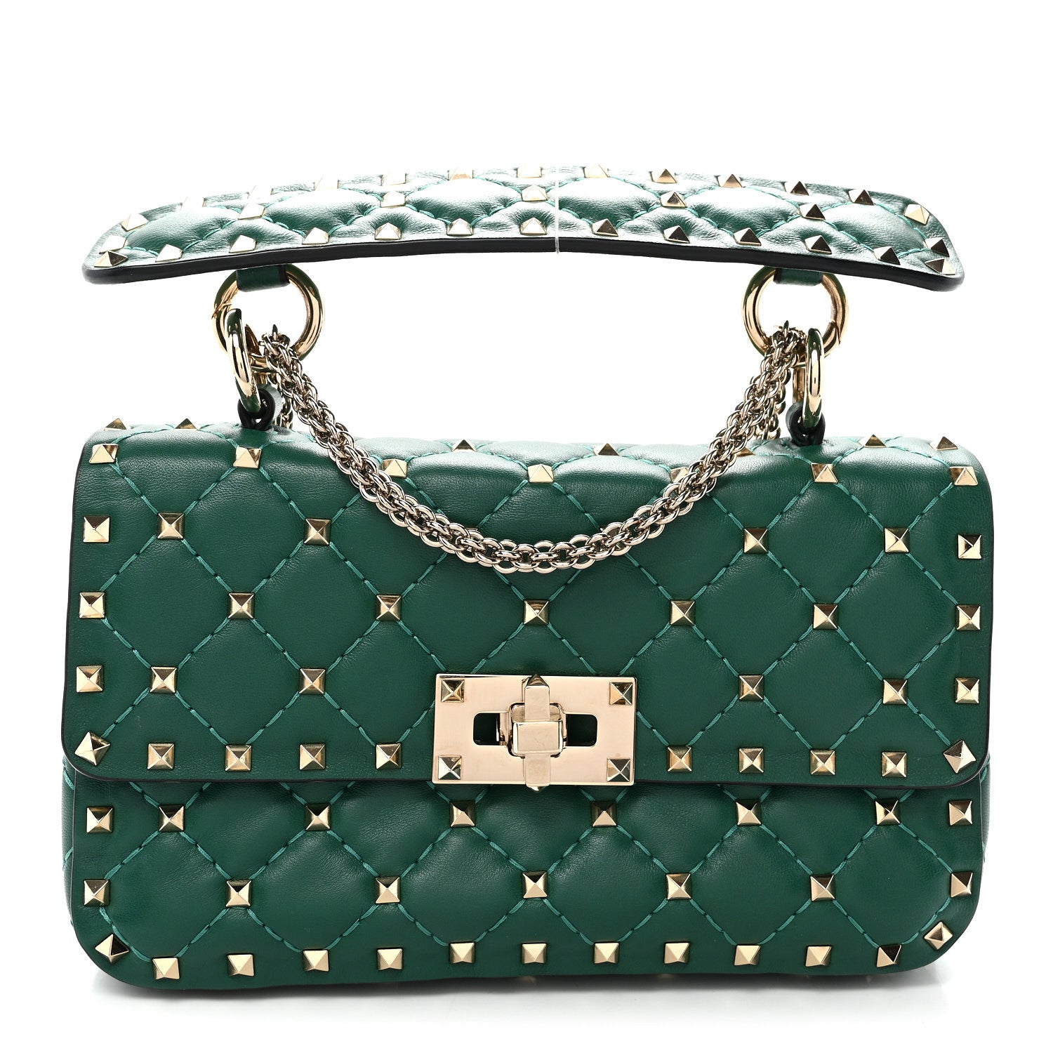 Valentino Garavani Nappa Small Rockstud Spike Shoulder Bag Gea Green 1 of 9
