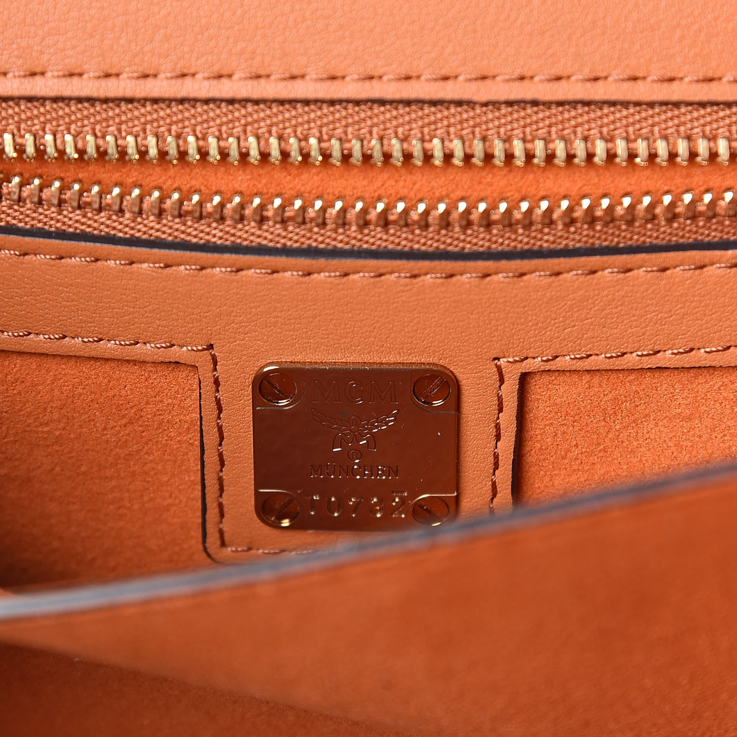 MCM Visetos Studded Small Patricia Crossbody Bag Cognac 6 of 8