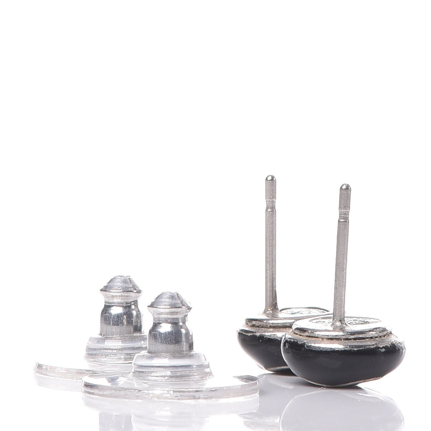 Chanel Resin CC Stud Earrings Black 4 of 6