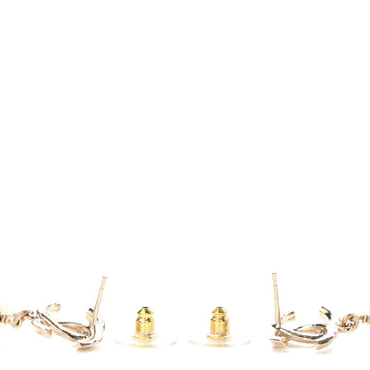 Chanel Pearl CC Double Heart Drop Earrings Gold 3 of 4