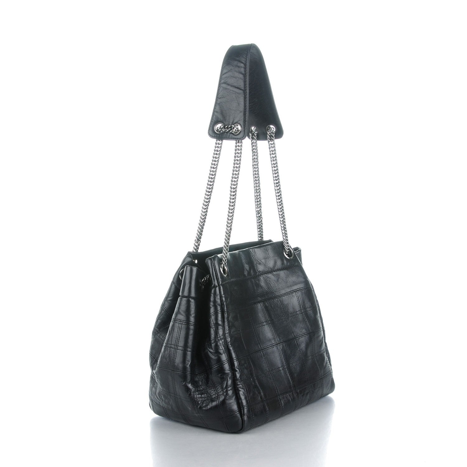 Chanel Lambskin Square Stitched Lax Accordion Shoulder Bag Black 3 of 7