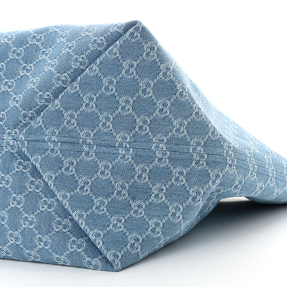 Gucci New Denim GG Monogram Calfskin Large Totissima Tote Light Blue 10 of 10
