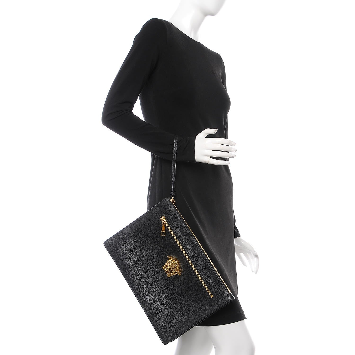 Versace Grained Calfskin Medusa Head Pochette Black 2 of 7