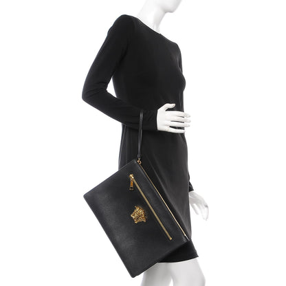 Versace Grained Calfskin Medusa Head Pochette Black 2 of 7
