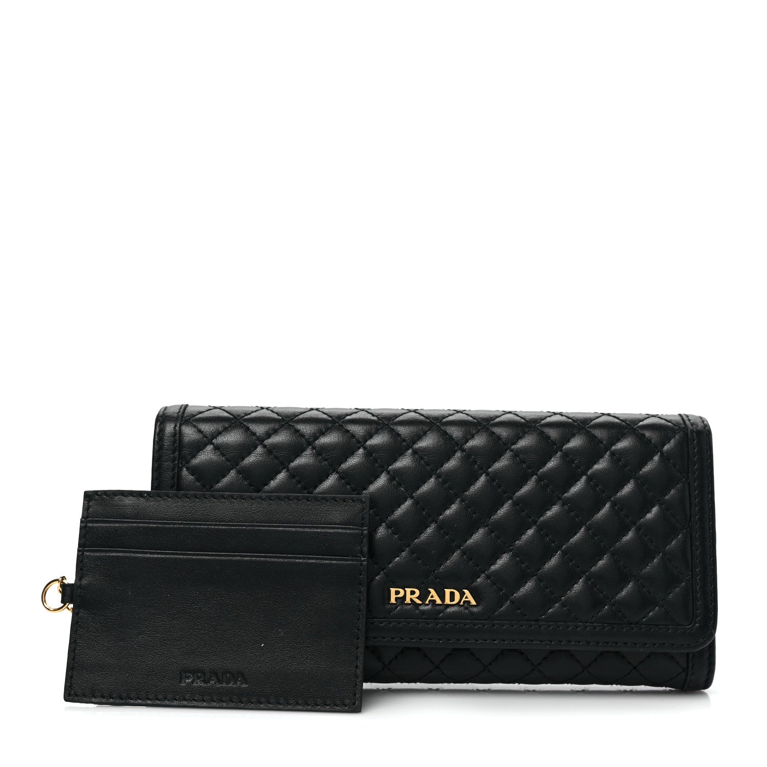 Prada Soft Calfskin Quilted Continental Flap Wallet Black 1 of 7