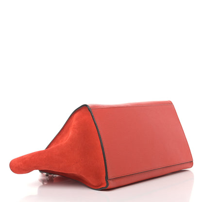 Celine Drummed Calfskin Suede Medium Trapeze Vermillion 4 of 9