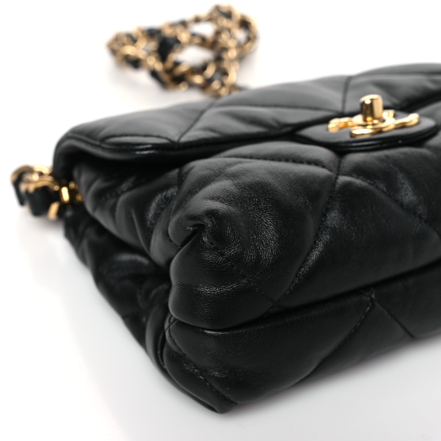 Chanel Lambskin Quilted Small Chain Top Handle Flap Black 9 of 10