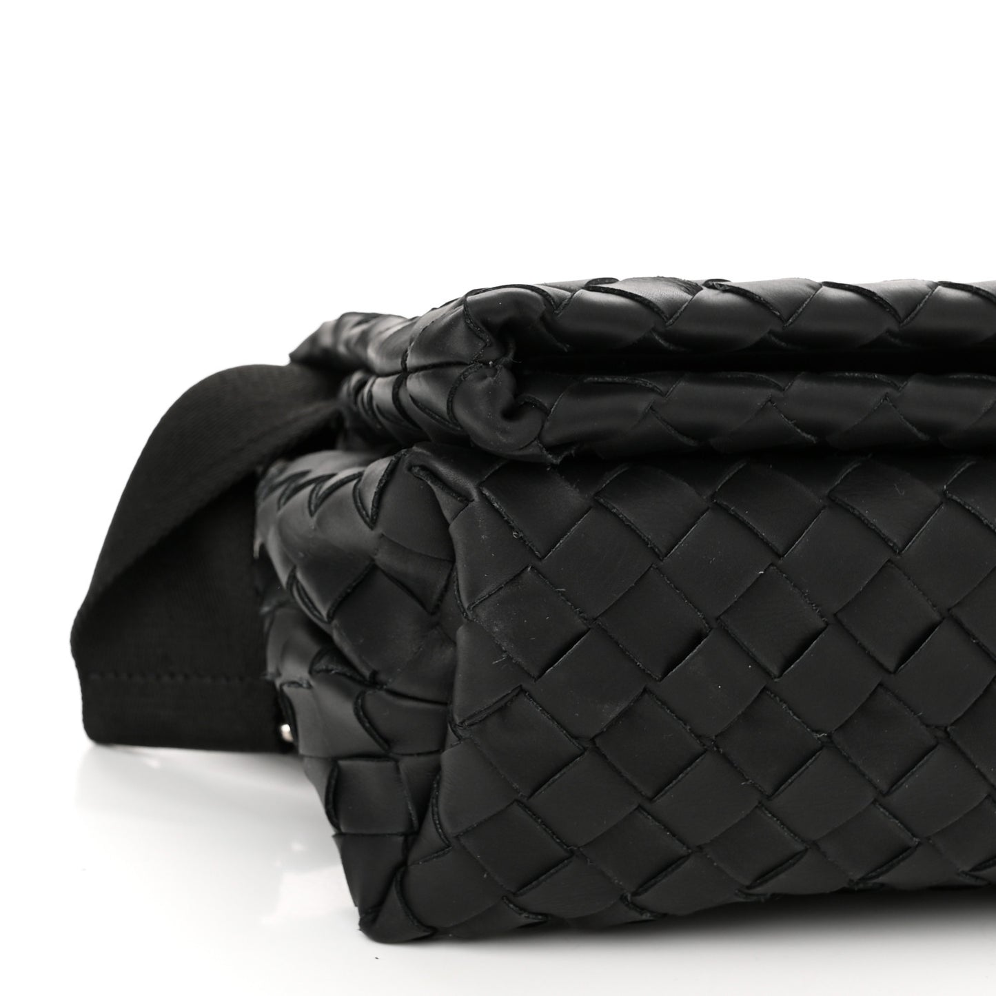 Nappa Intrecciato Small Fold Crossbody Messenger Black