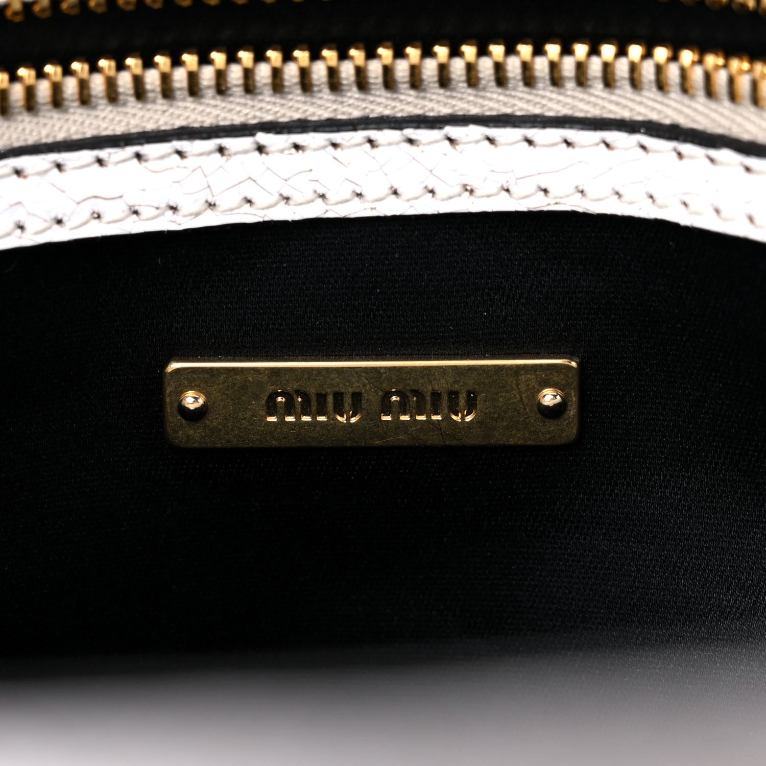 Miu Miu Calfskin Craquele Shopping Bag White 6 of 16