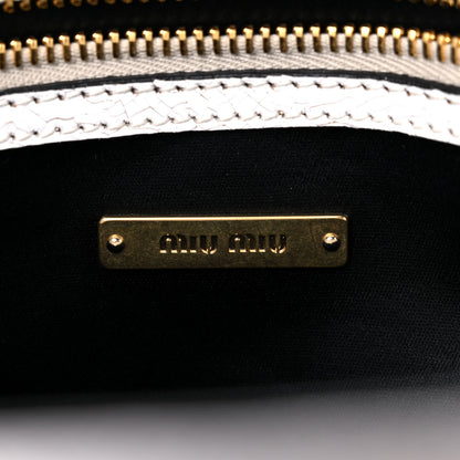 Miu Miu Calfskin Craquele Shopping Bag White 6 of 16