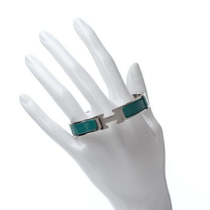 Hermes Enamel Narrow Clic Clac H Bracelet PM Bleu Canard 2 of 4