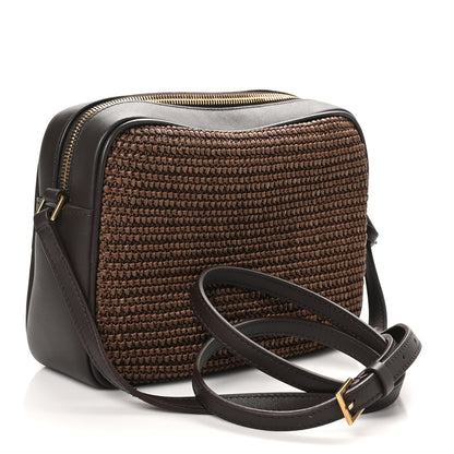Saint Laurent Raffia Canvas Monogram Lou Camera Bag Dark Chocolate 3 of 10