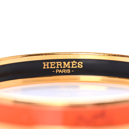 Hermes Enamel Printed Narrow Caleche Bracelet 65 Orange 4 of 5