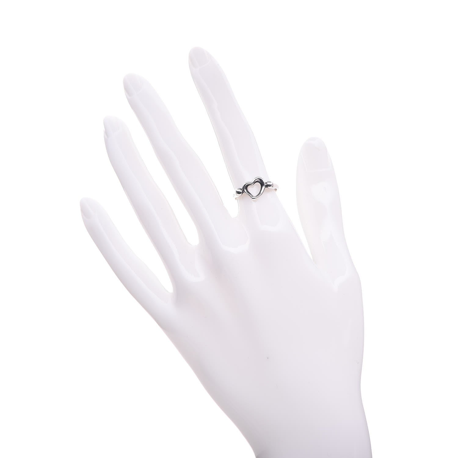 Tiffany Sterling Silver Elsa Peretti Open Heart Ring 50 5.25 2 of 6