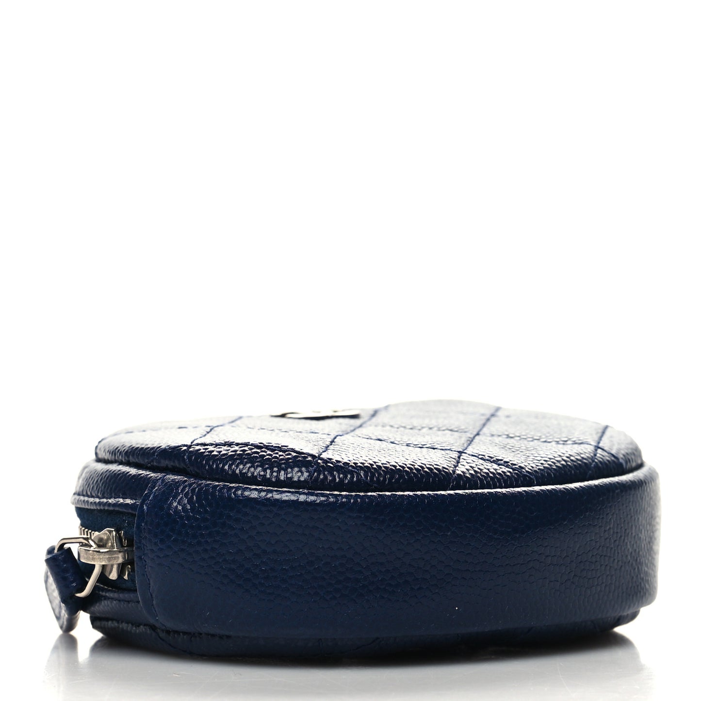Caviar Quilted Zip Around Classic Coin Purse Navy Blue