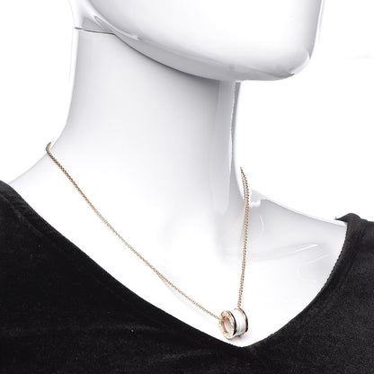 Bulgari 18K Rose Gold White Ceramic B.Zero1 Pendant Necklace 2 of 14