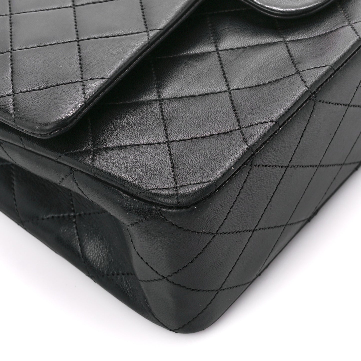 Lambskin Quilted Medium Double Flap Black