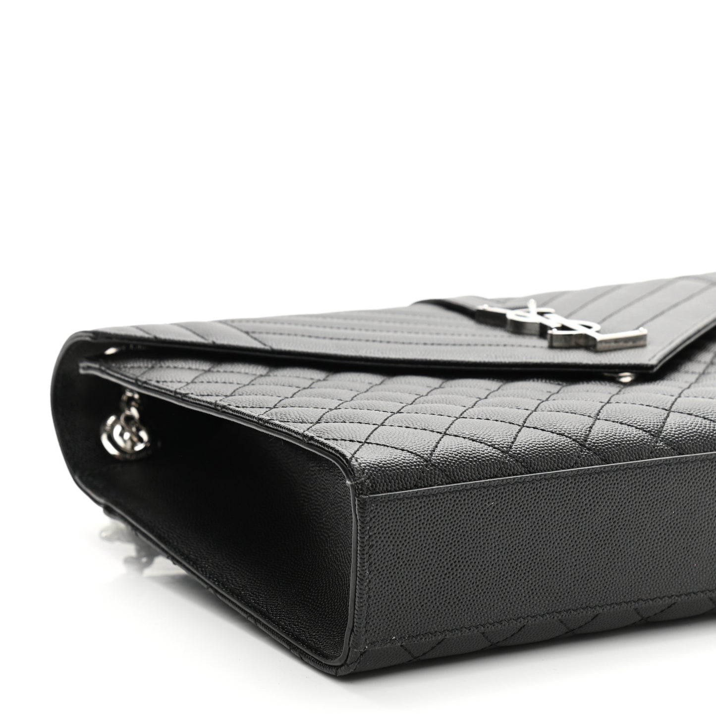Grain De Poudre Textured Mixed Matelasse Large Triquilt Monogram Satchel Black