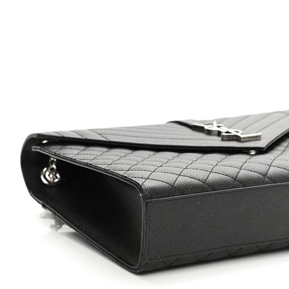 Saint Laurent Grain De Poudre Textured Mixed Matelasse Large Triquilt Monogram Satchel Black 10 of 11