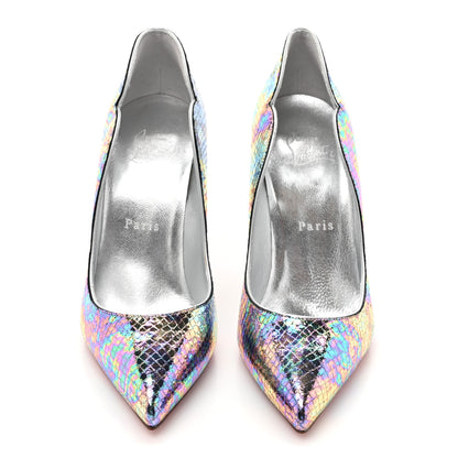 Christian Louboutin Kid Metallic Snakeskin Hot Chick 100 Pumps 36 Multicolor Silver 2 of 8
