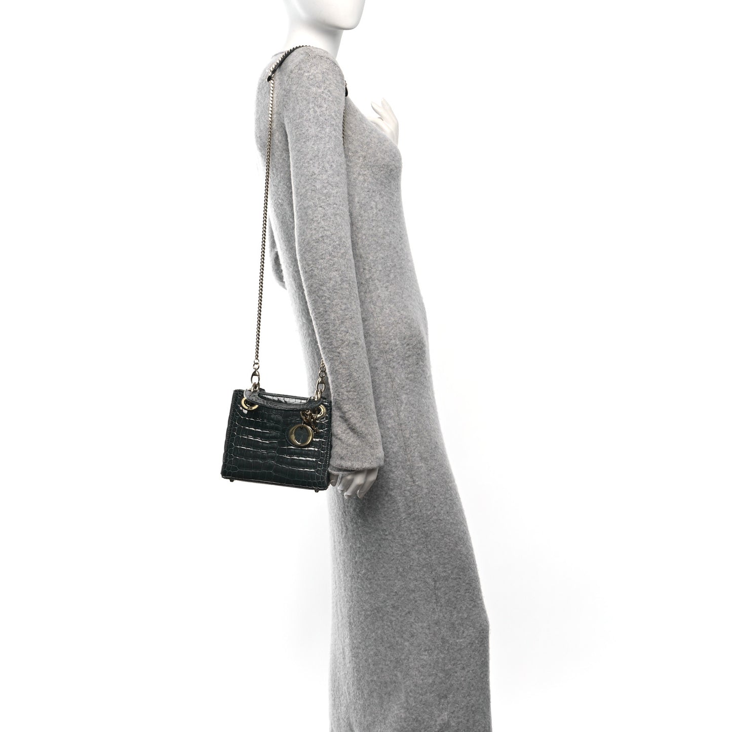 Alligator Mini Lady Dior Blue