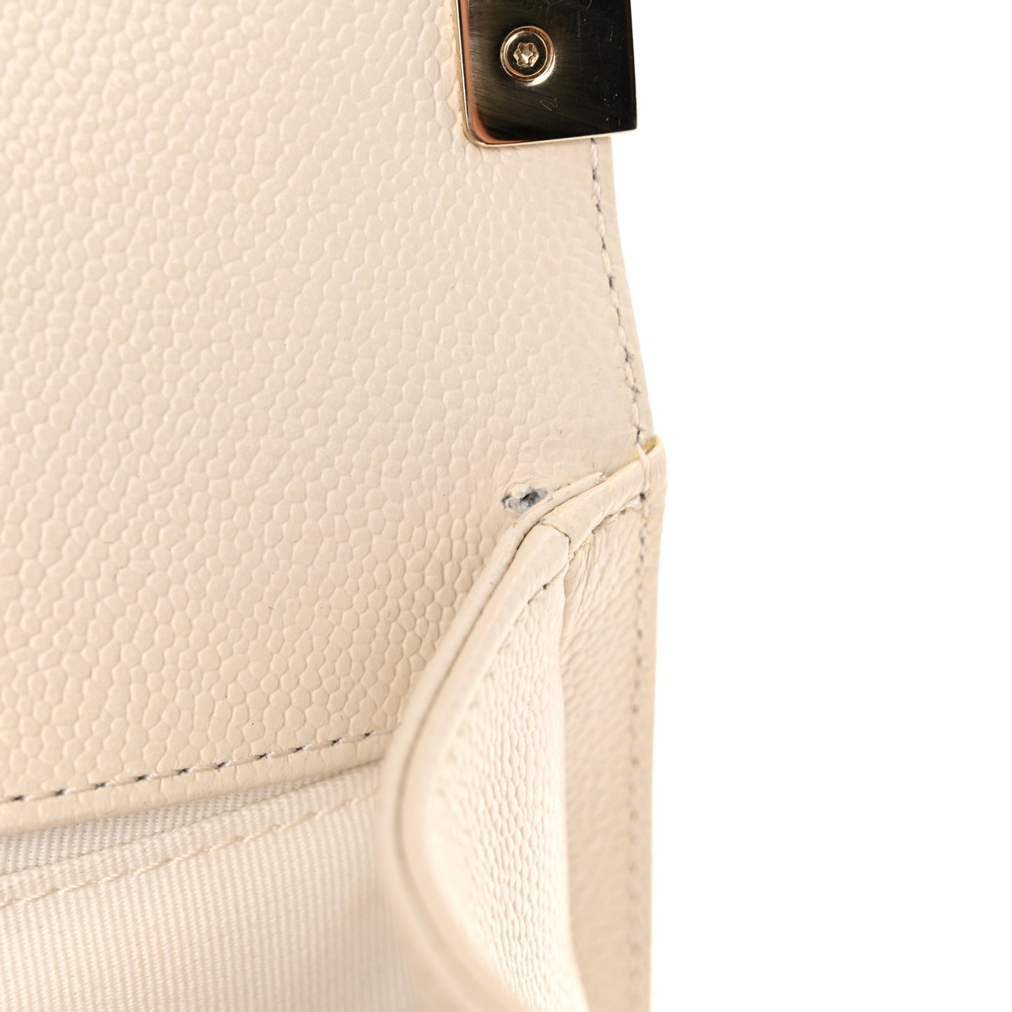 Caviar Chevron Quilted Medium Boy Flap White
