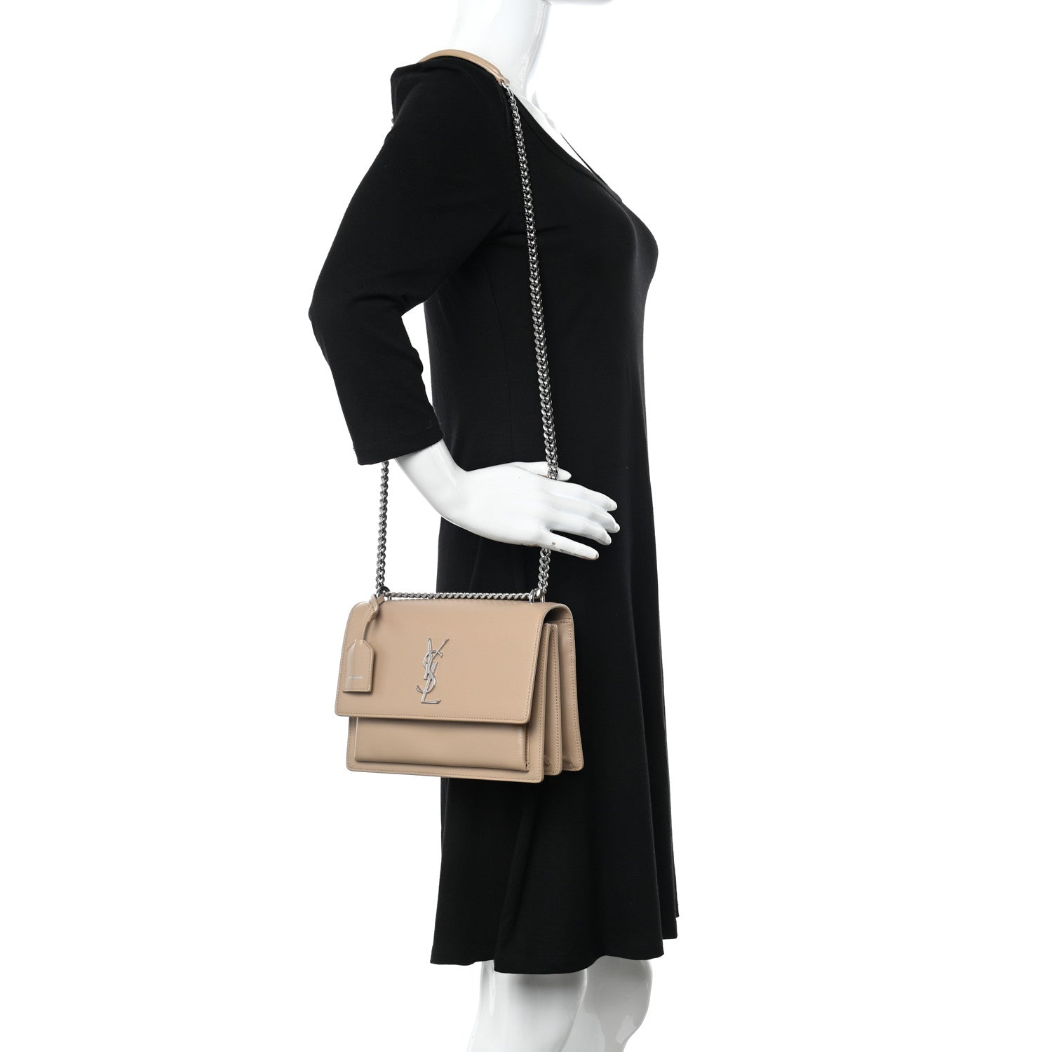 Saint Laurent Calfskin Medium Monogram Sunset Dark Beige 2 of 18