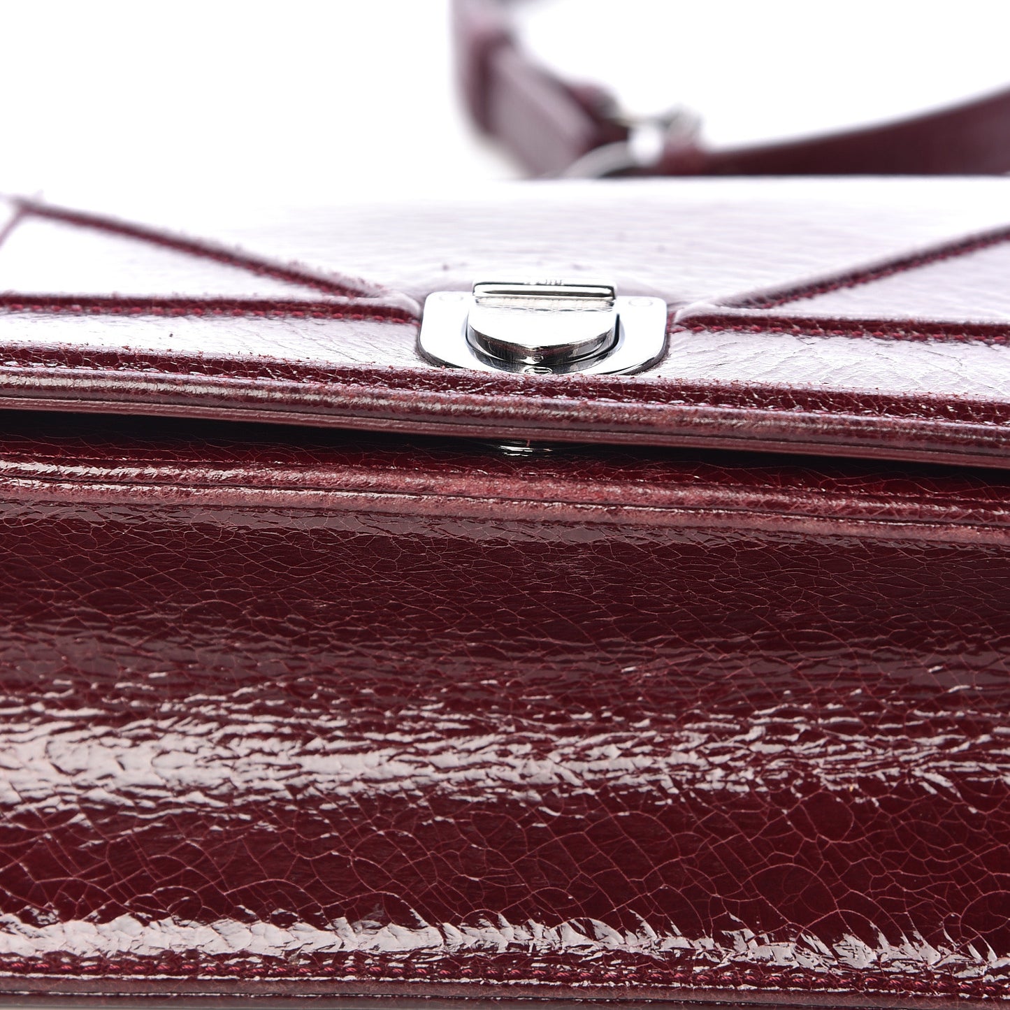Crackled Deerskin Small Diorama Flap Bag Burgundy