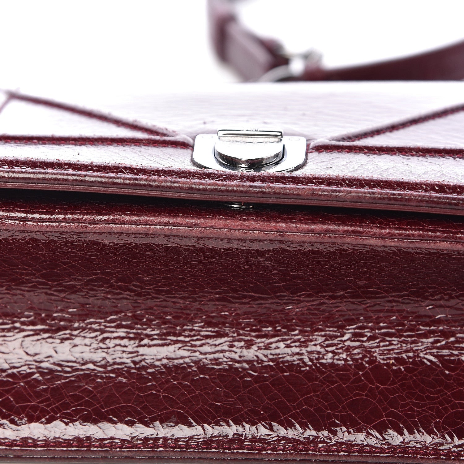 Christian Dior Crackled Deerskin Small Diorama Flap Bag Burgundy 10 of 15