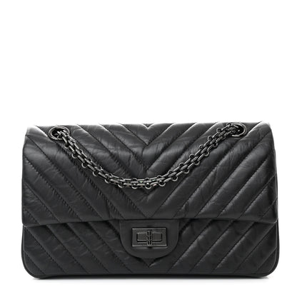 Chanel Aged Calfskin Chevron Quilted 2.55 Reissue 225 Flap So Black 1 of 11