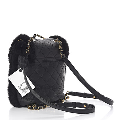 Chanel Lambskin Shearling Quilted CC Backpack Black 3 of 9