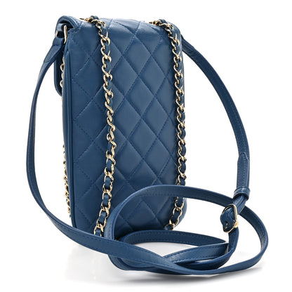 Chanel Lambskin Quilted Chain Phone Holder Blue 3 of 11