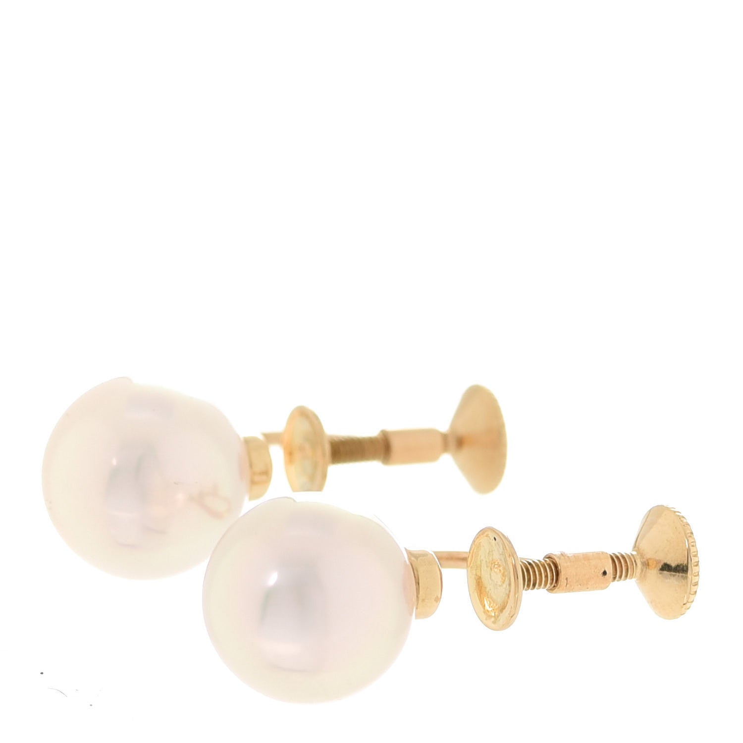 Mikimoto 18K Yellow Gold Akoya Pearl 8-8.5mm Screw Back Earrings 4 of 5