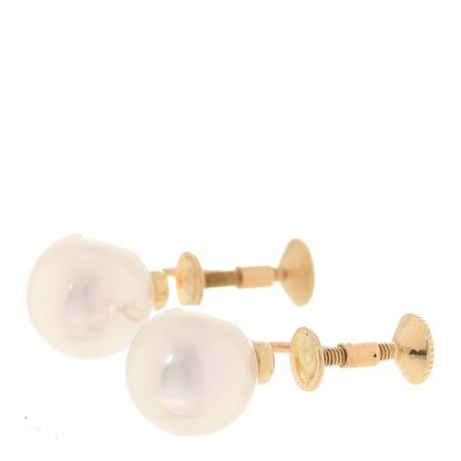 Mikimoto 18K Yellow Gold Akoya Pearl 8-8.5mm Screw Back Earrings 4 of 5