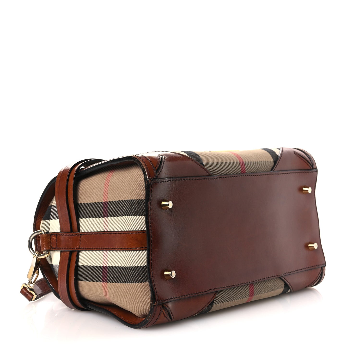 House Check Bridle Calfskin Medium Alchester Bowling Bag Dark Tan