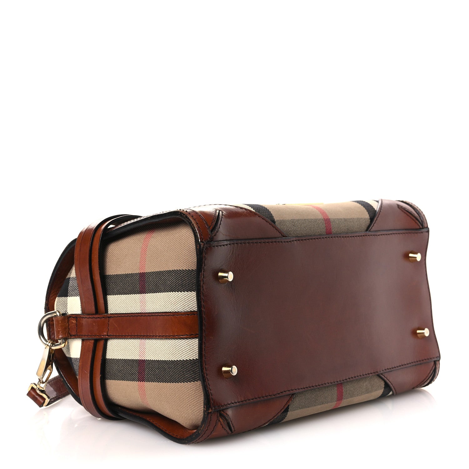 Burberry House Check Bridle Calfskin Medium Alchester Bowling Bag Dark Tan 4 of 20