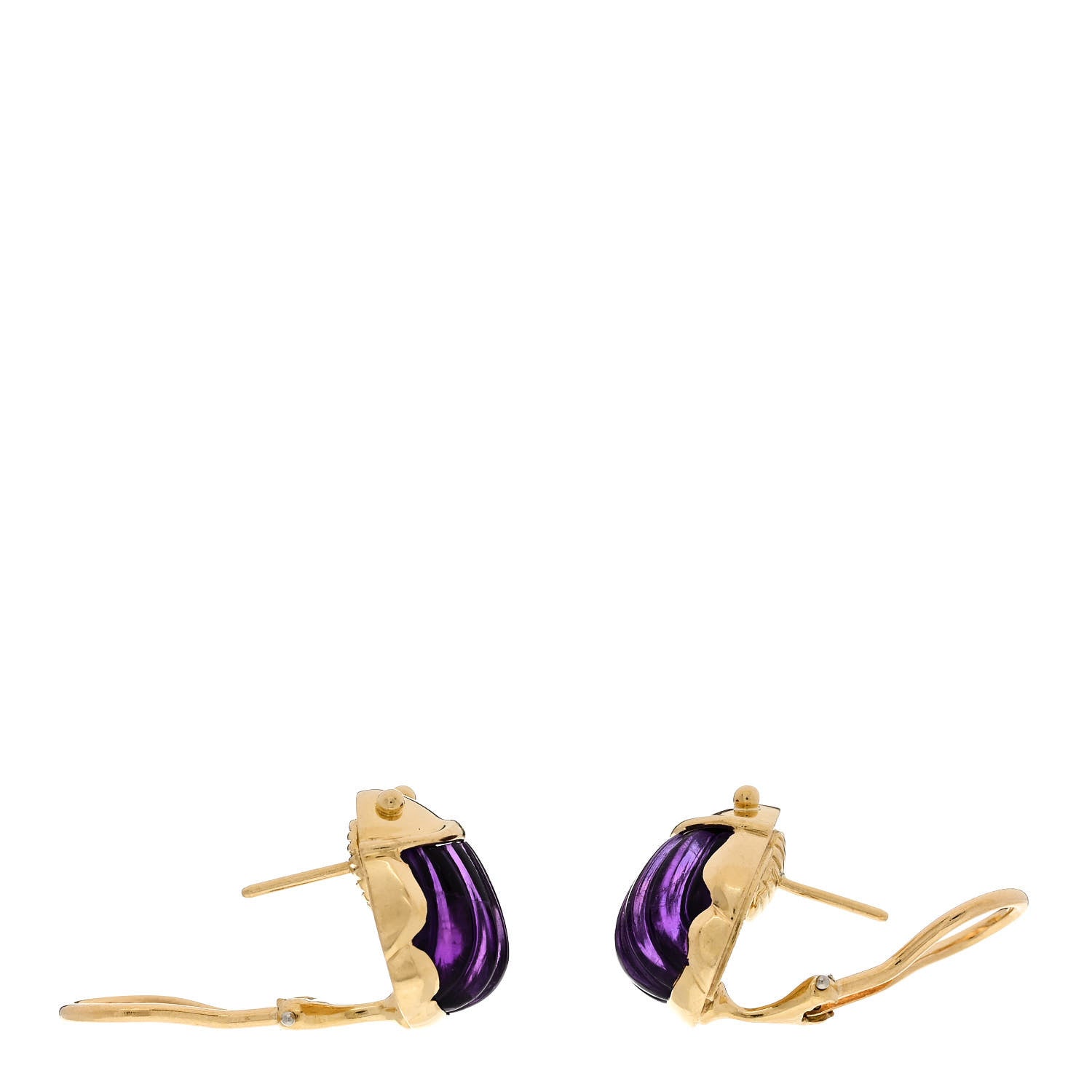 Tiffany 18K Yellow Gold Amethyst Scarab Earrings 3 of 4