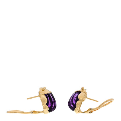 Tiffany 18K Yellow Gold Amethyst Scarab Earrings 3 of 4