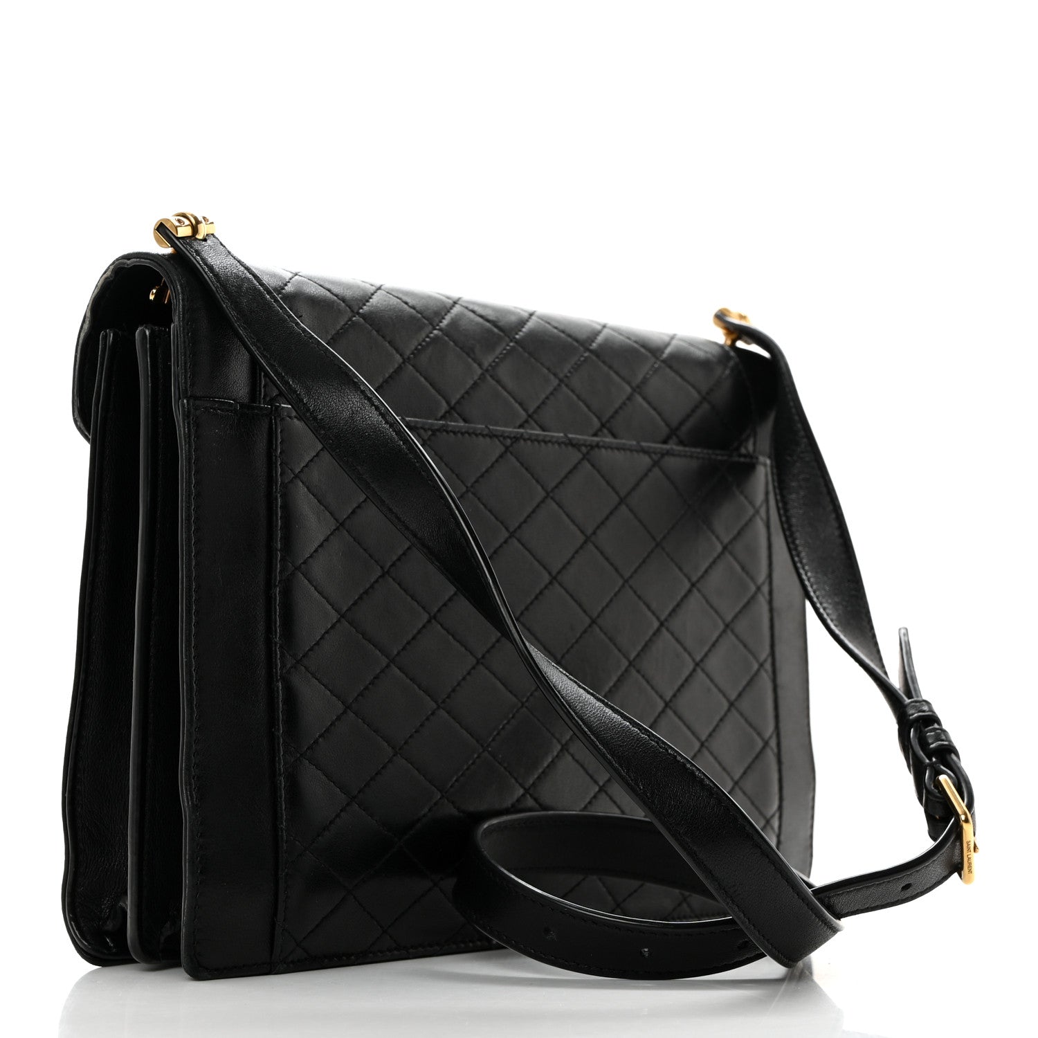 Saint Laurent Calfskin Quilted Lacquered Gaby Satchel Black 2 of 12
