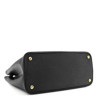Prada Saffiano Cuir Small Double Bag Black Fuoco 4 of 11