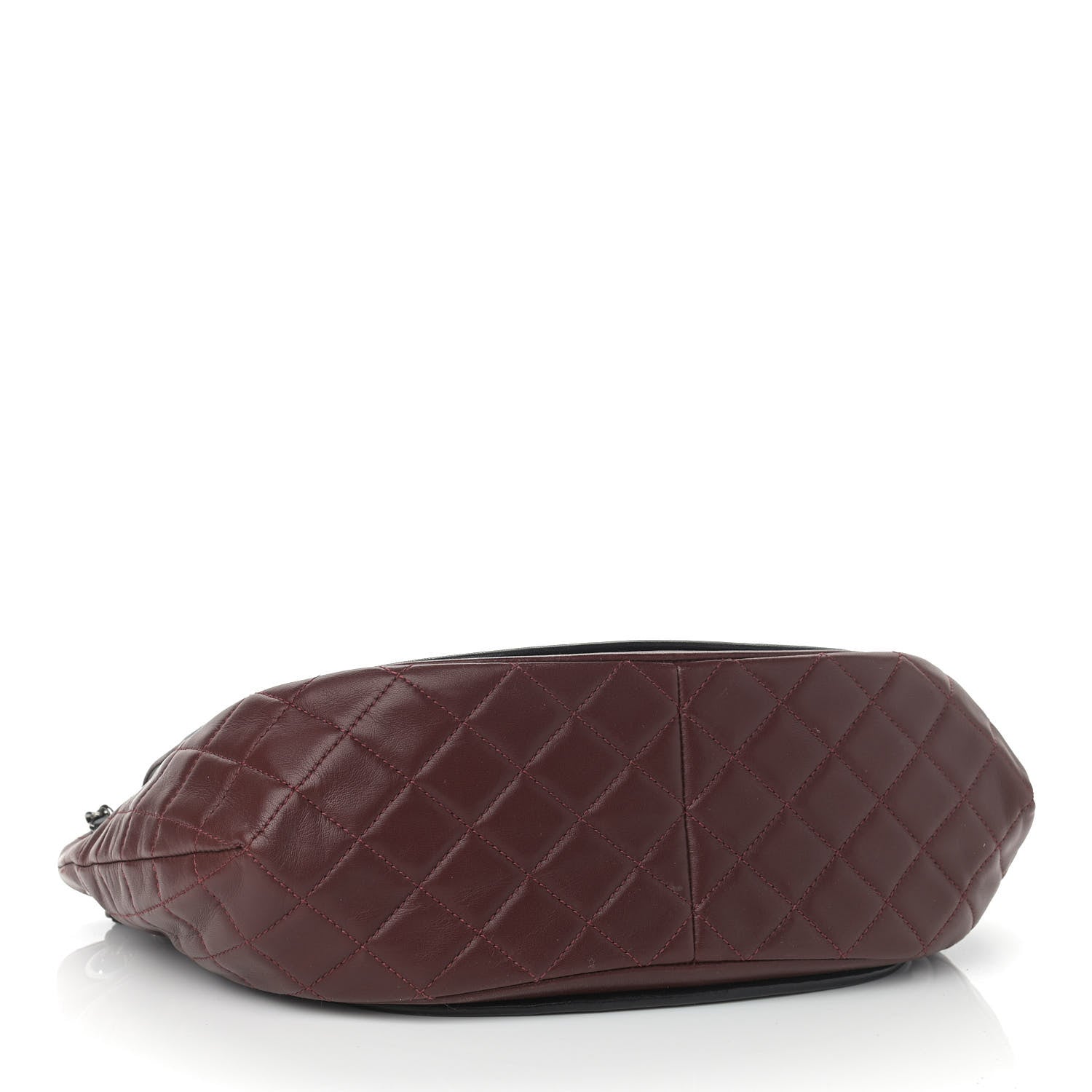 Chanel Lambskin Quilted Large Classic Twist Crescent Flap Black Burgundy 4 of 10