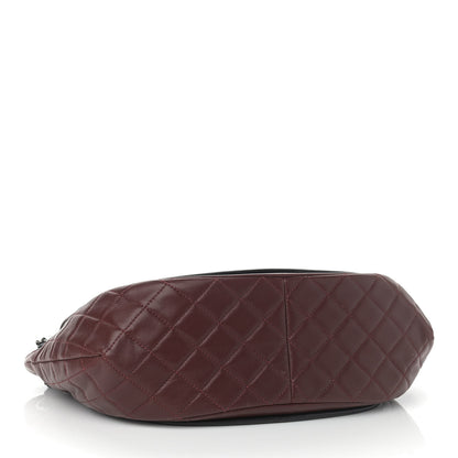 Chanel Lambskin Quilted Large Classic Twist Crescent Flap Black Burgundy 4 of 10