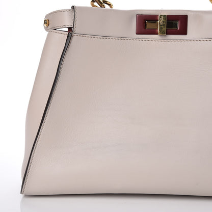 Fendi Vitello Seta Shiny Nappa Medium Peekaboo Iconic Satchel Grigio Polvere Bois de Rose 11 of 14