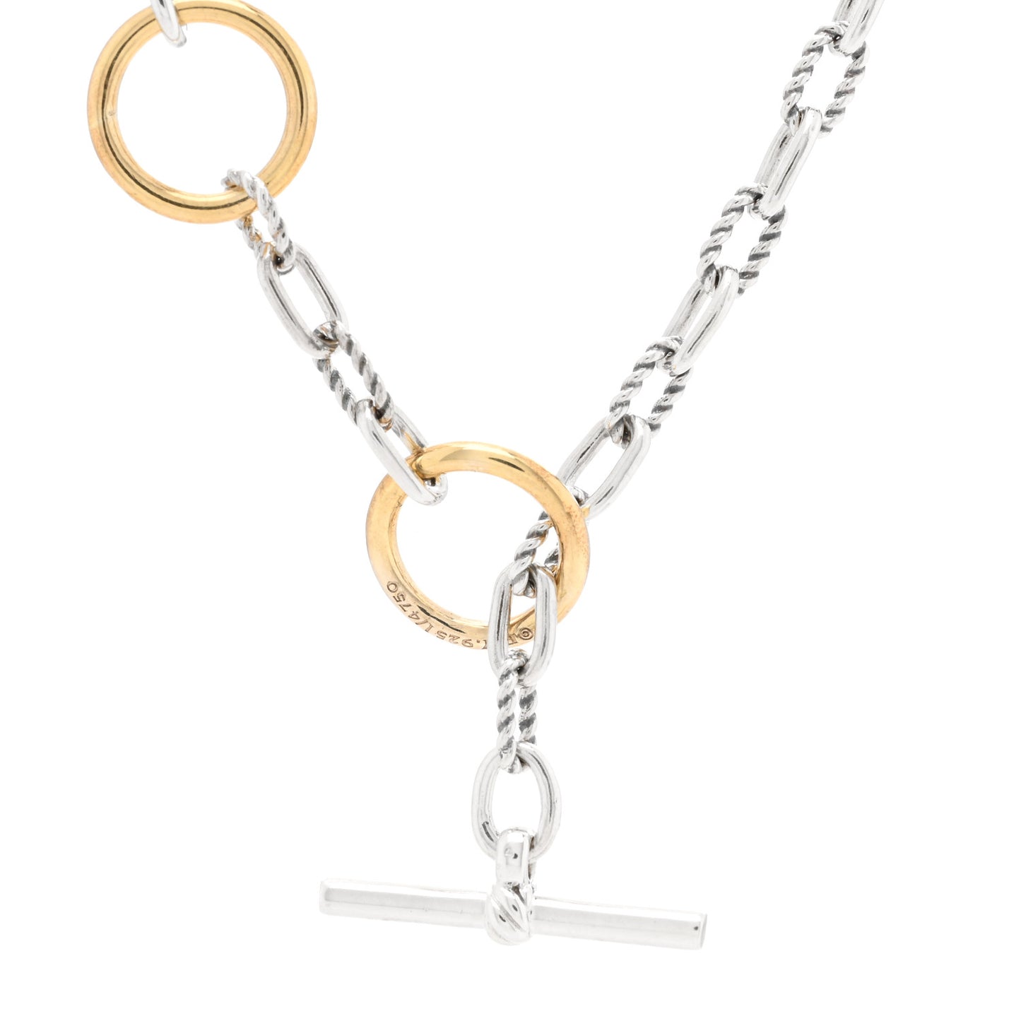 Sterling Silver 18K Yellow Gold Madison Three Ring Chain Necklace