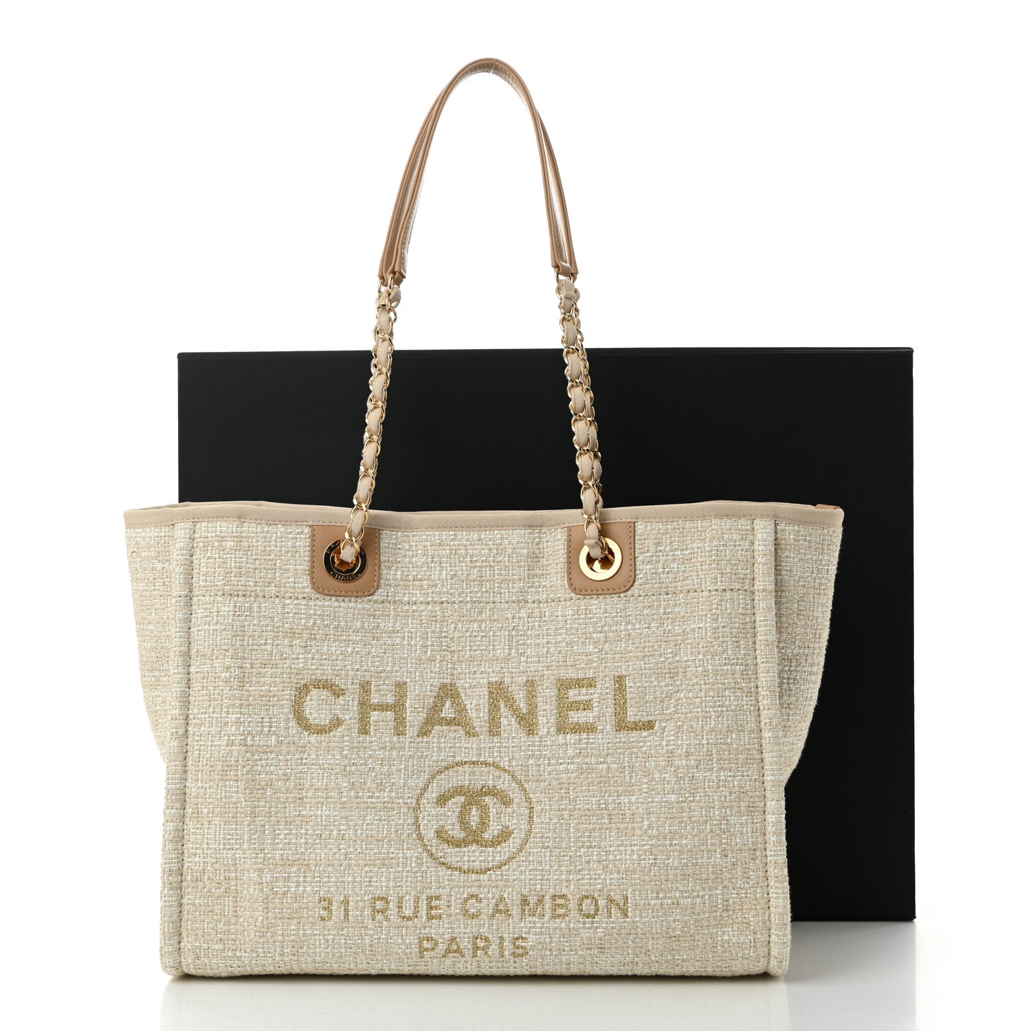 Chanel Lurex Boucle Small Deauville Tote Ivory 10 of 10