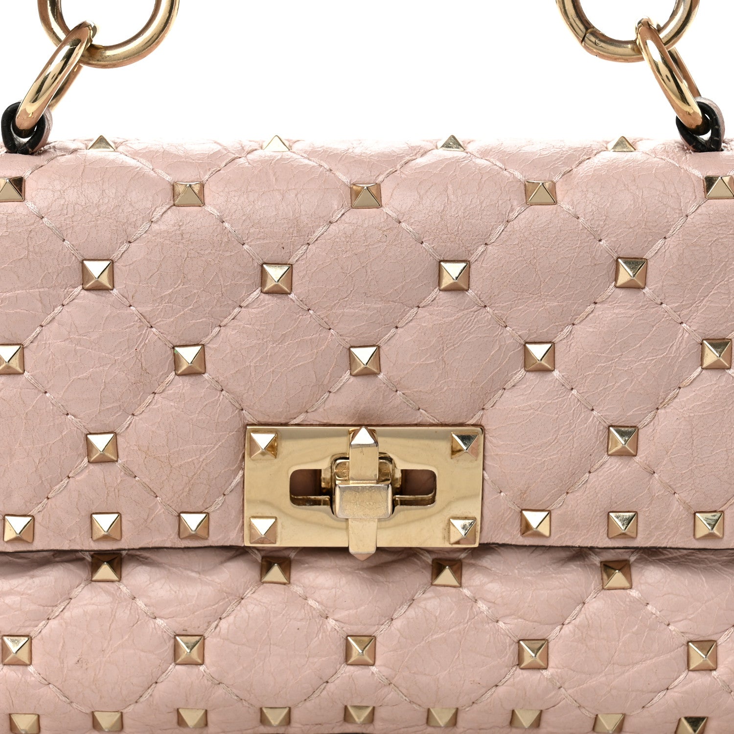 Valentino Garavani Craquele Nappa Small Rockstud Spike Shoulder Bag Water Rose 8 of 11