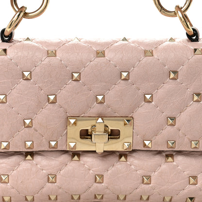 Valentino Garavani Craquele Nappa Small Rockstud Spike Shoulder Bag Water Rose 8 of 11