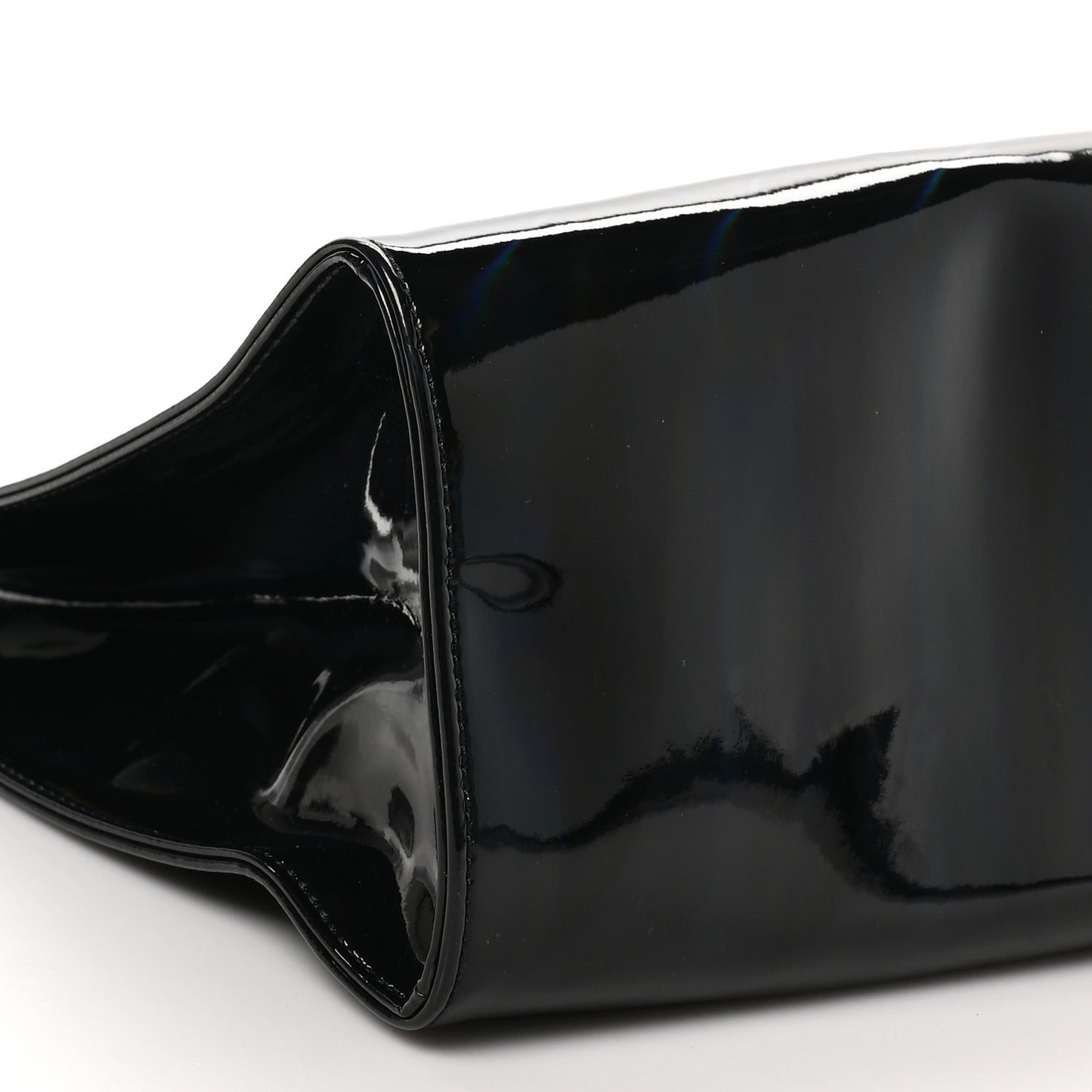 Patent Vegan Leather Medium Shopping Bag Black Rainbow